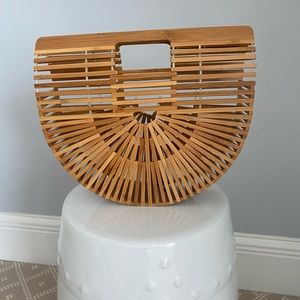 Bamboo Slat Basket Handbag